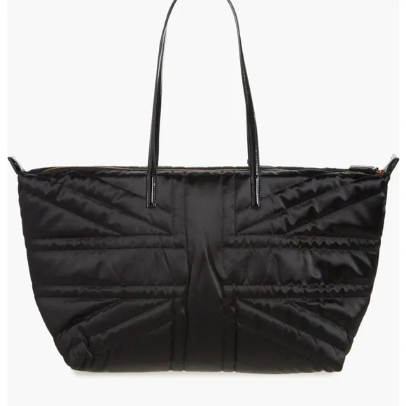 Kurt Geiger Union Jack Large Shopper Shoulder Tote Bag Black Quilted - Picture 3 of 5